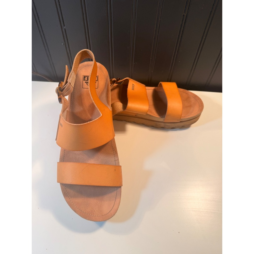 Reef Vista Hi Buckle Platform Sandals Orange Womens 10 Tortoise Buckle CI6380